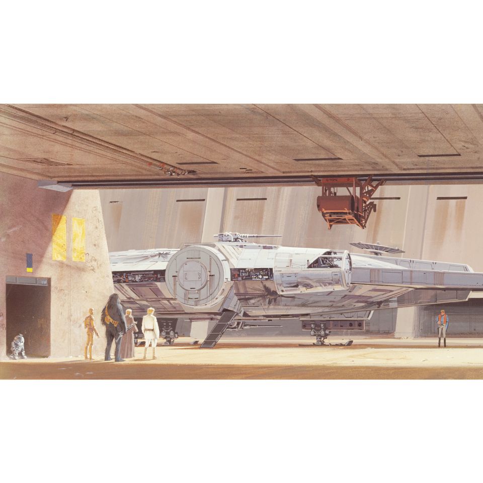 Room Mates RMK12200M Ralph Mcquarries Star Wars Docking Bay Millennium Falcon Peel & Stick Mural -  RoomMates