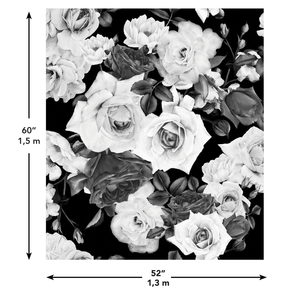 Picture of RoomMates TAP4887LG Floral Tapestry - Black & White