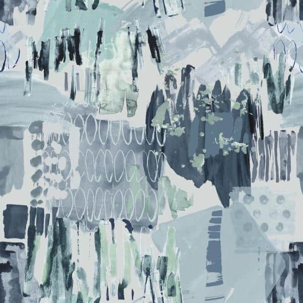 Picture of RoomMates RMK12535M 9 x 9 ft. Tamara Day Abstraction Peel & Stick Mural Wallpaper&#44; Slate Blue
