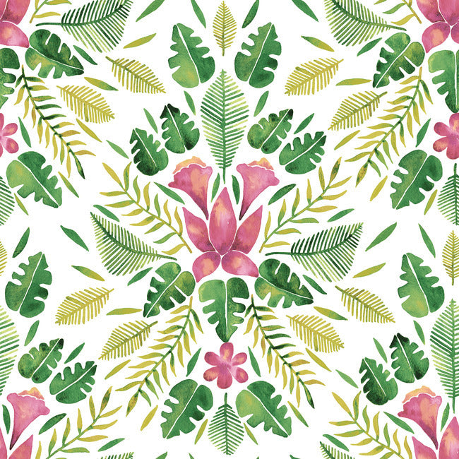 RMK12204WP Cat Coquillette Tropical Peel & Stick Wallpaper, Green