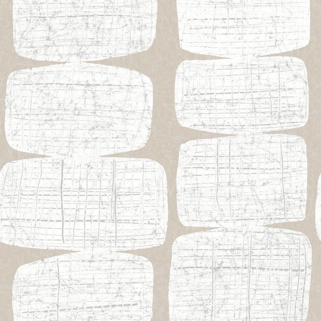RMK12347PL Mid-Century Beads Peel & Stick Wallpaper, Tan