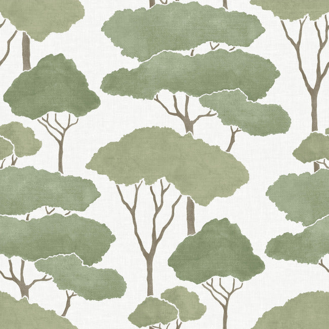RMK12064WP Umbrella Pines Peel & Stick Wallpaper, Green