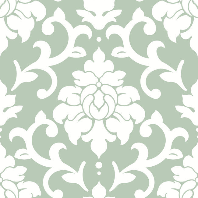 RMK12116WP Damask Peel & Stick Wallpaper, Green
