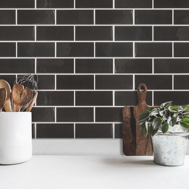 TIL4978FLT 10.5 x 10.5 x 10.5 in. Seaglass Sticktile - Charcoal