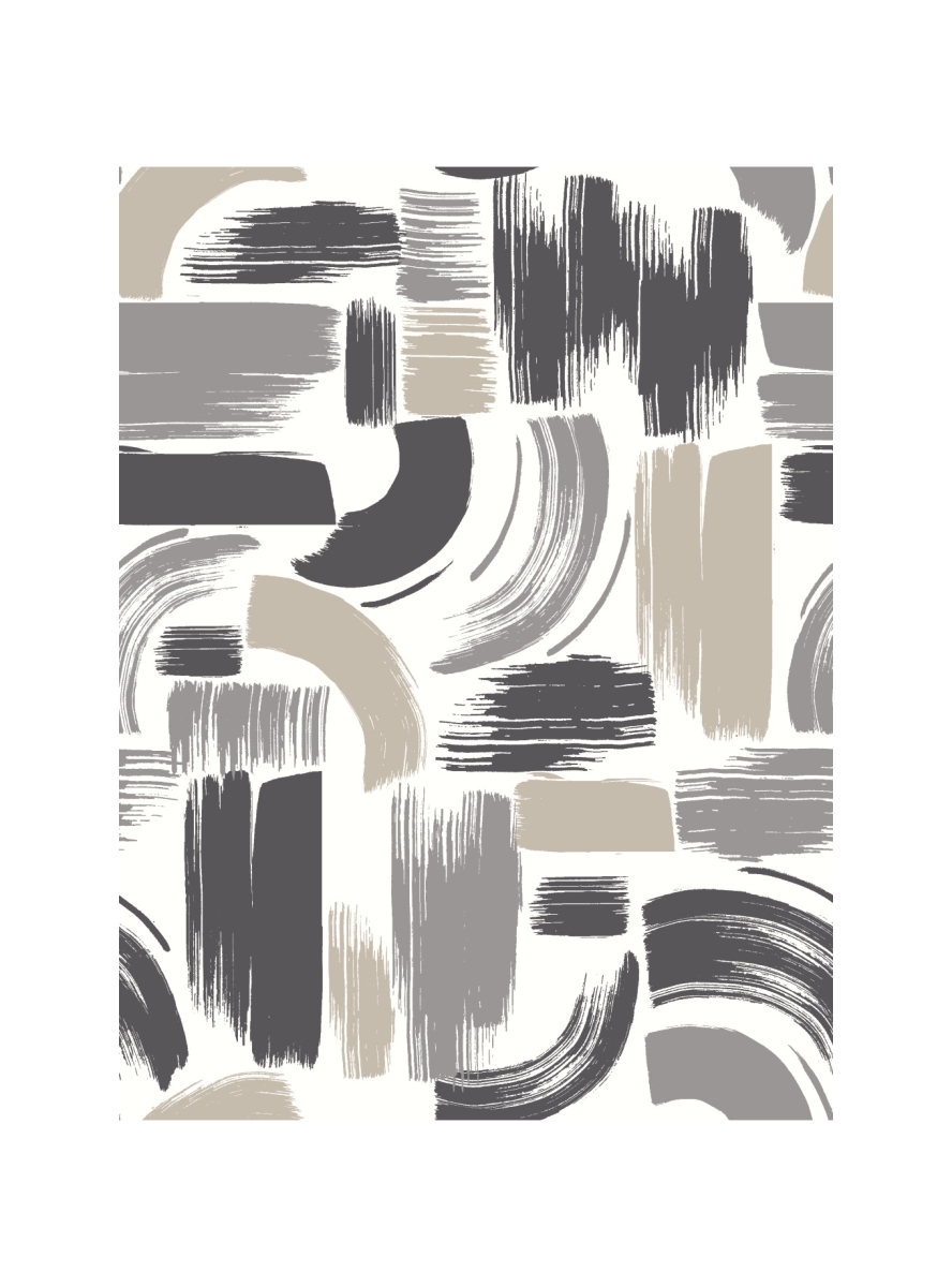 RMK12414RL 18 in. Modern Brushstrokes Peel & Stick Wallpaper, Grey