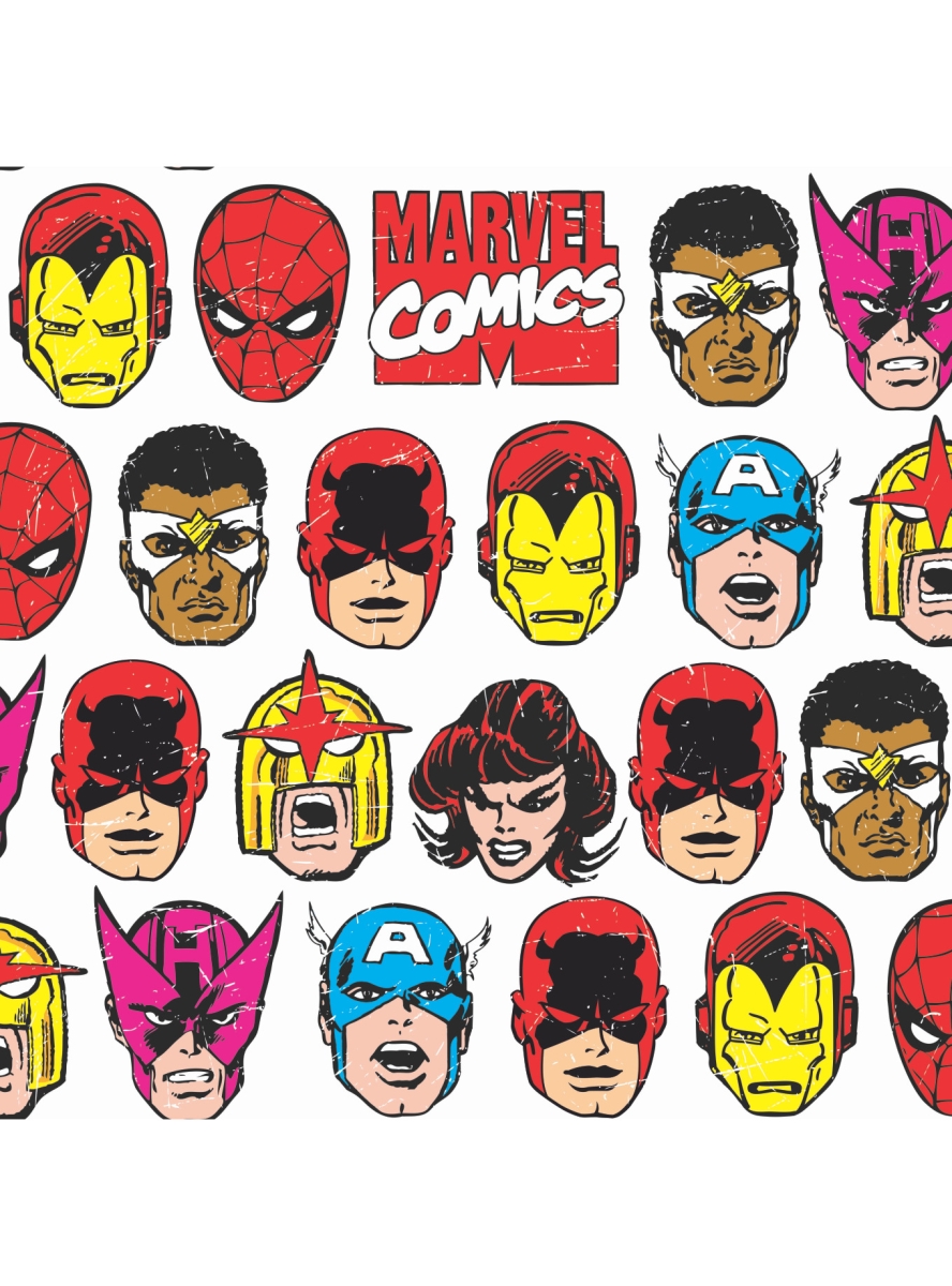 RMK12309RL 18 in. Marvel Comics Classic Faces Peel & Stick Wallpaper, Multi Color
