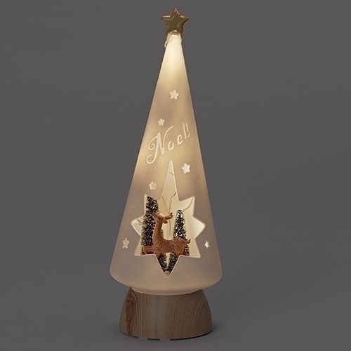131434 12 in. LED Tree with Deer Scene Figurine - Pack of 2