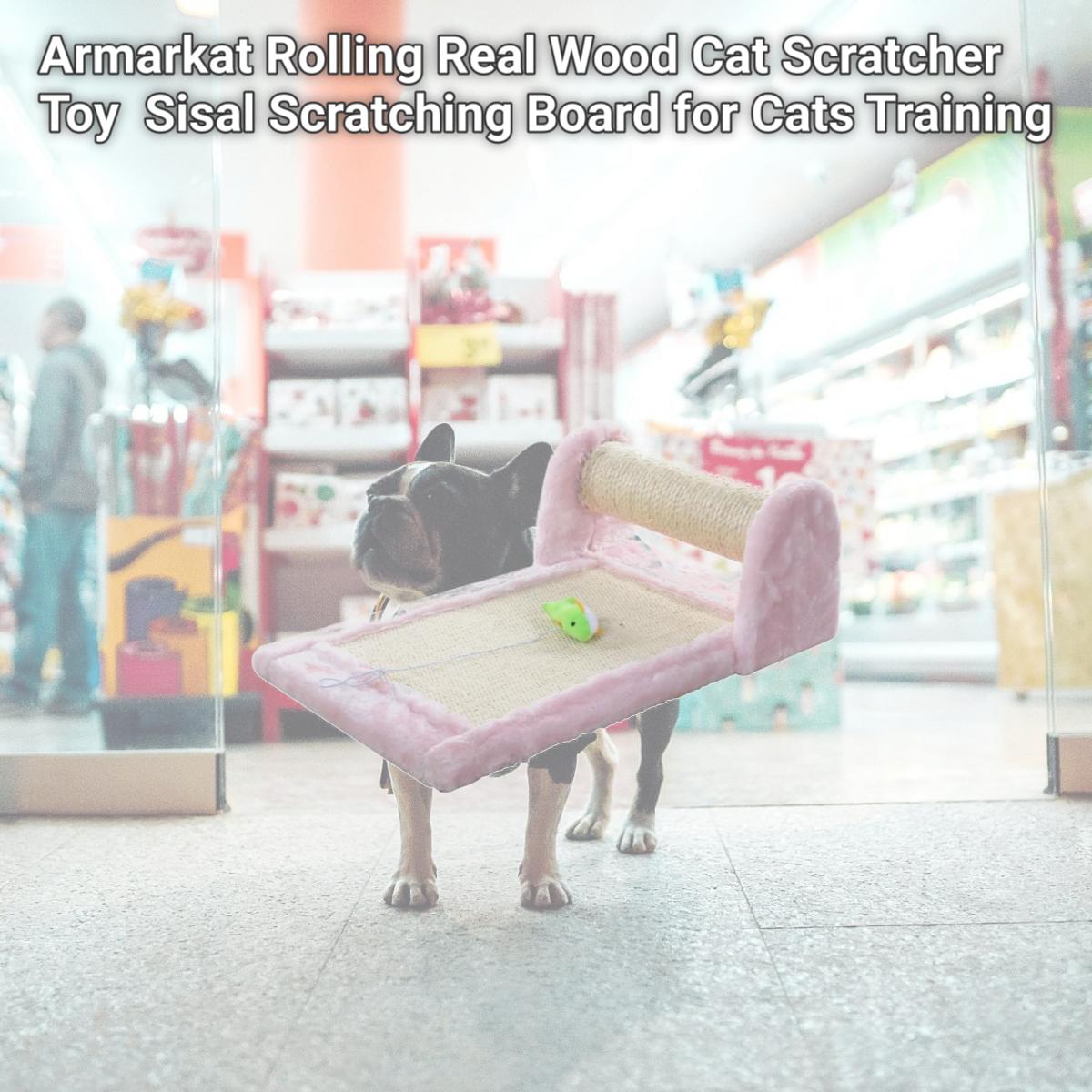 Picture of Armarkat Rolling Real Wood Cat Scratcher Toy  Sisal Scratching Board for Cats Training