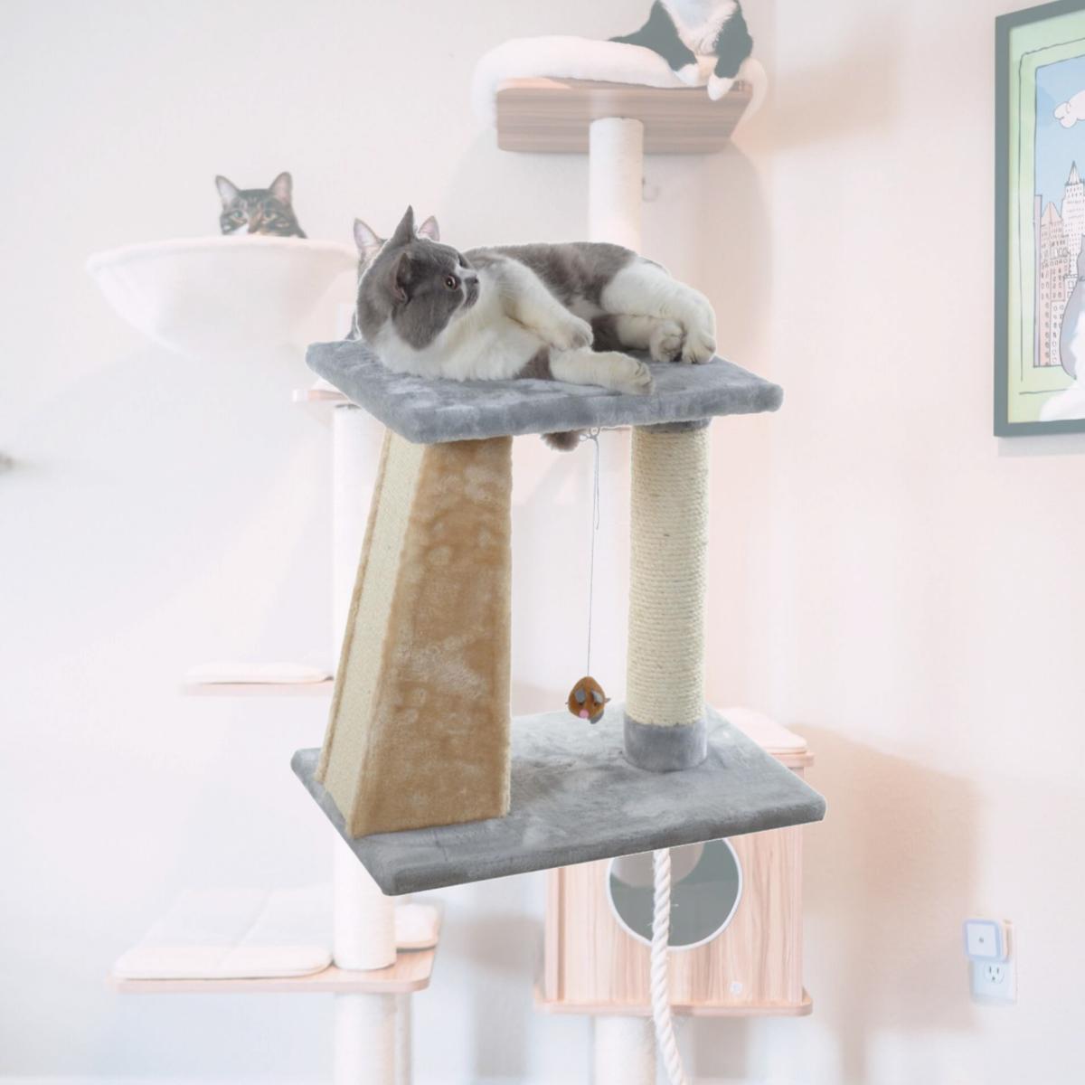 Picture of Armarkat X2001 Two-Level Platform Real Wood Scratcher W Sisal Carpet Board