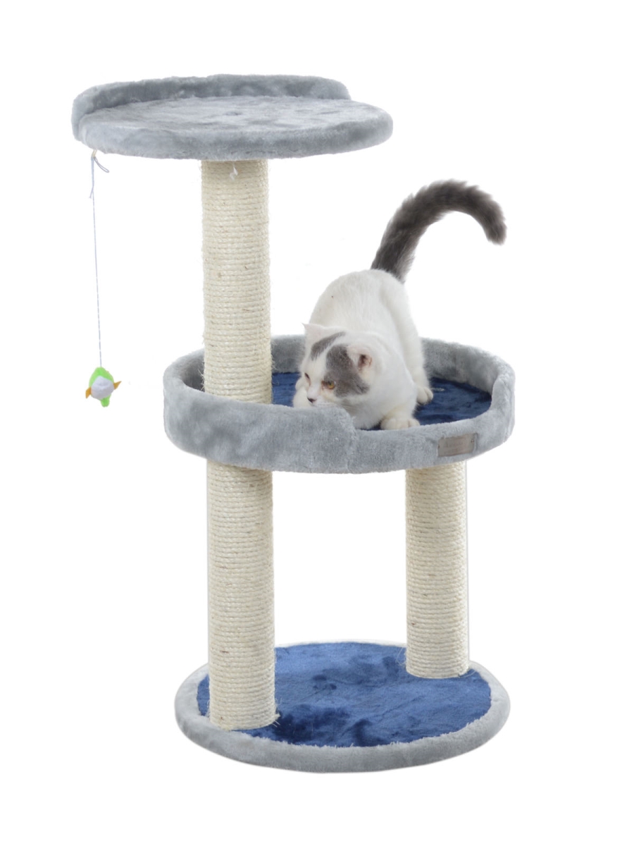 Picture of Armarkat Three-Level Real Wood Compact Scratcher  X2905  Gray W Plush Perch