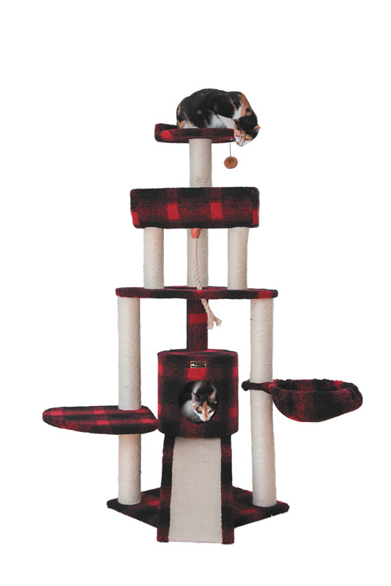 Picture of Armarkat B5806 Classic Real Wood Cat Tree With Multiple Features  Jackson Galaxy Approved  Four Levels With Rope  Basket  Ramp  Perch  and Condo