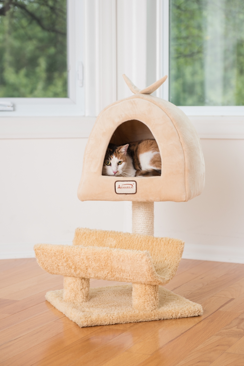 Picture of Armarkat X3007 Real Wood Cat Condo  Cat Scratching Post With Plush Condo  Cuddle
