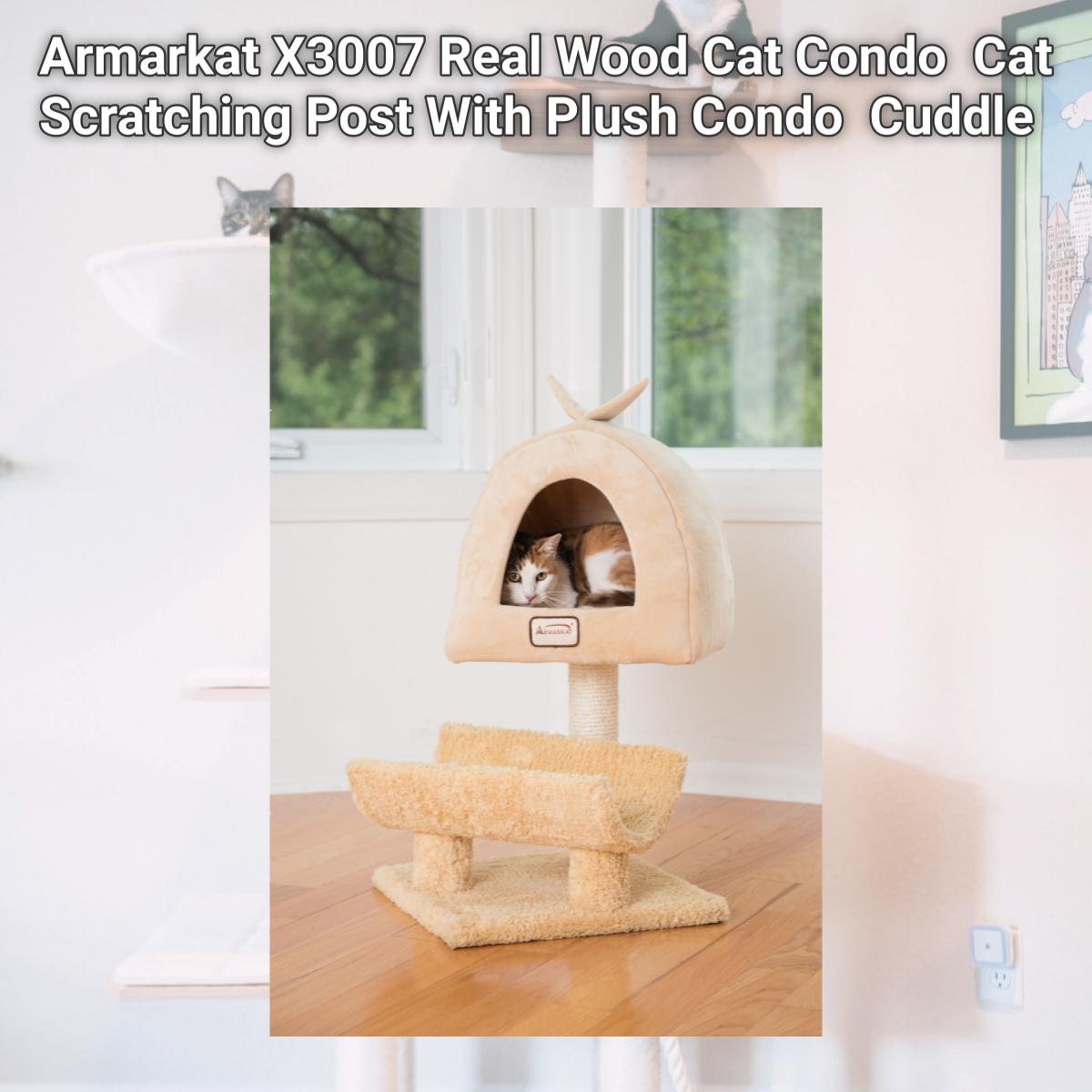 Picture of Armarkat X3007 Real Wood Cat Condo  Cat Scratching Post With Plush Condo  Cuddle