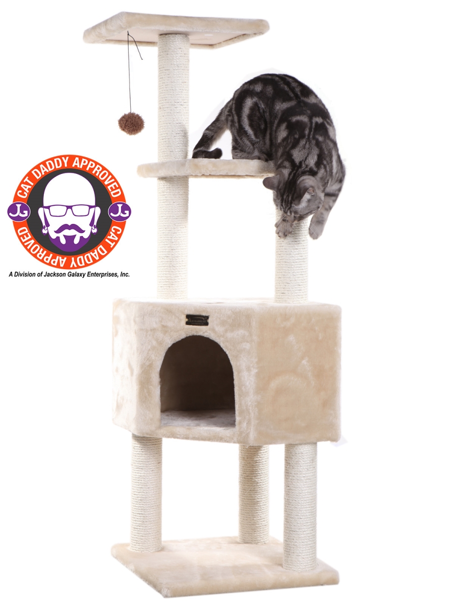 Picture of Armarkat 3 Levels Real Wood Cat Tower for Kittens Play 48 Height Beige A4801