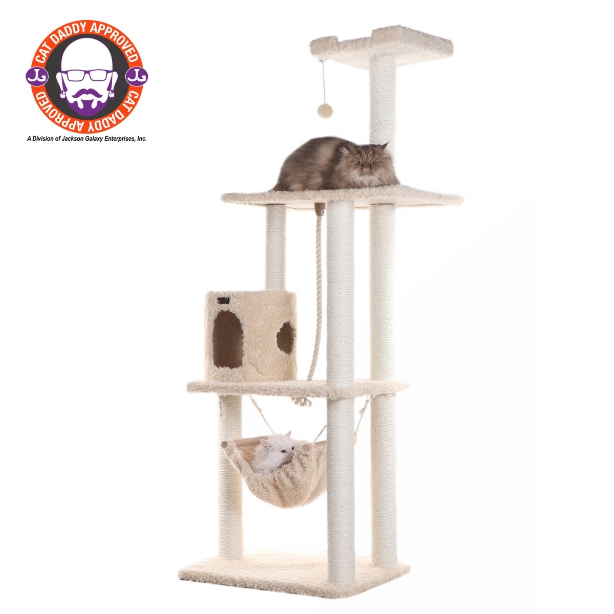 Picture of Armarkat 70&quot; Real Wood Cat Furniture Ultra thick Faux Fur Covered Cat Condo House A7005  Beige