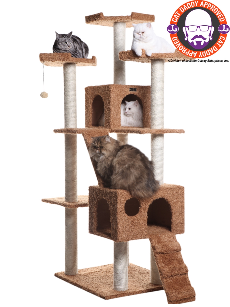 Picture of Armarkat 74&quot; Multi-Level Real Wood Cat Tree Large Cat Play Furniture With SratchhIng Posts  Large Playforms  A7407 Ochre Brown