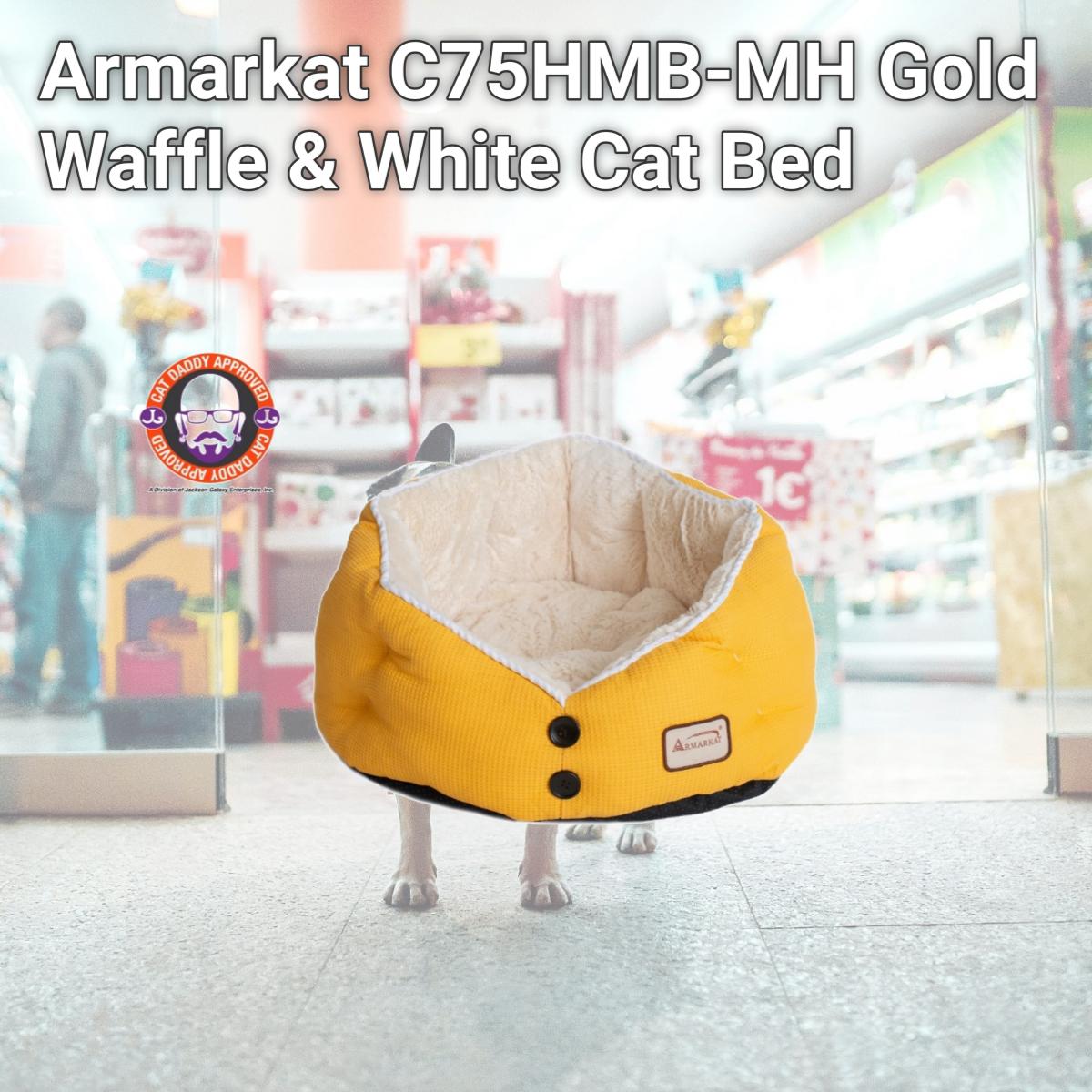 Picture of Armarkat C75HMB-MH Gold Waffle & White Cat Bed