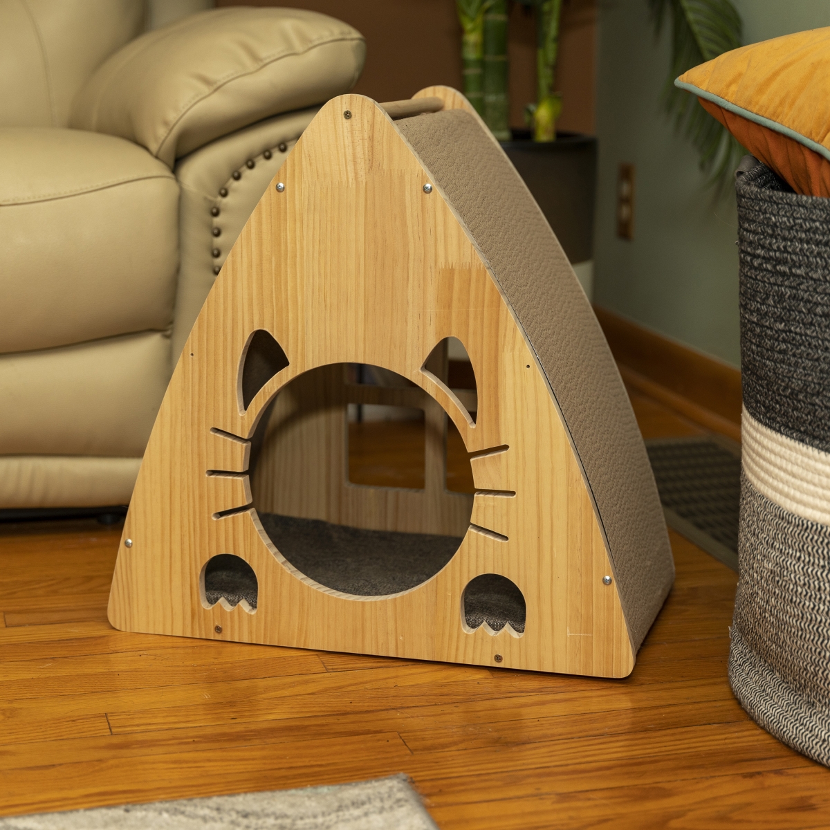 Picture of Armarkat S2106 Real Wood Triangular Natural Solid Wood Cat Condo&#44; Medium