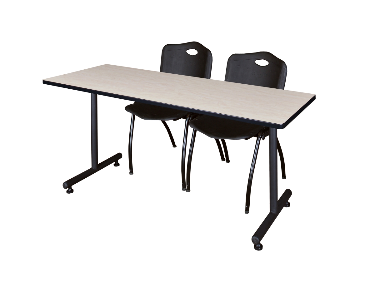 MKTRCT7230PL47BK 72 x 30 in. Kobe Training Table, Maple & 2 in. M Stack Chairs - Black