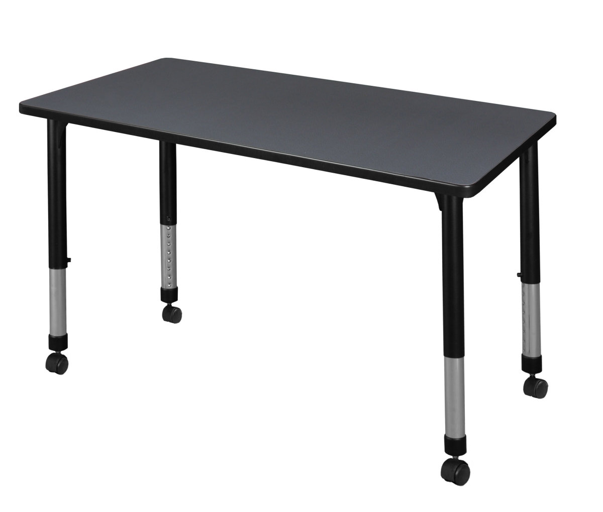 42 x 24 in. Kee Height Adjustable Mobile Classroom Table, Grey