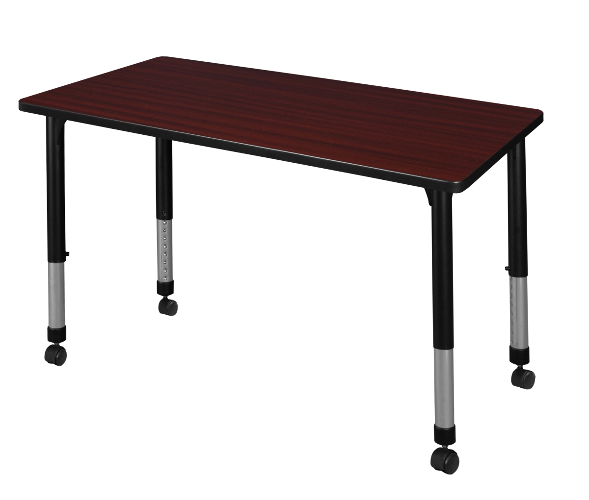 MT4824MHAPCBK 48 x 24 in. Kee Height Adjustable Mobile Classroom Table, Mahogany