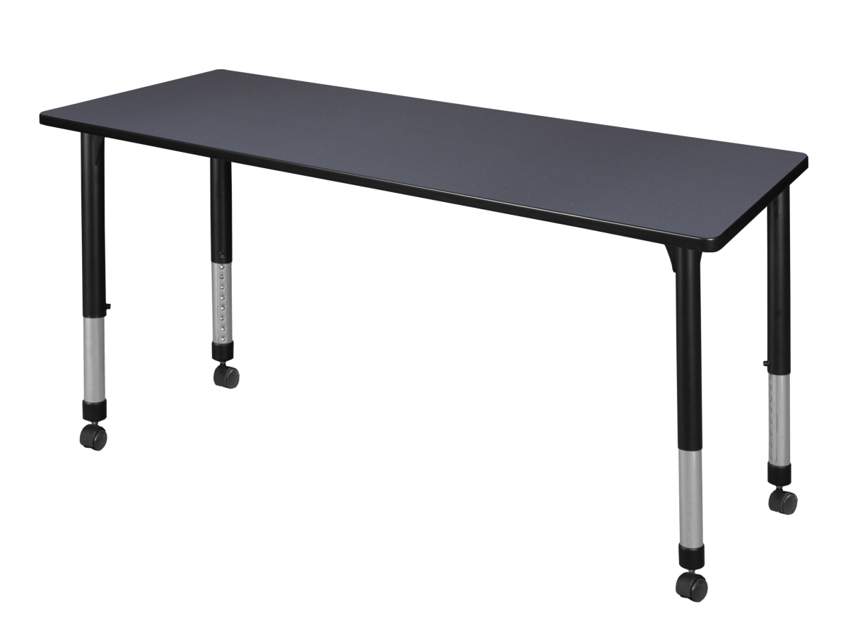 66 x 30 in. Kee Height Adjustable Mobile Classroom Table, Grey