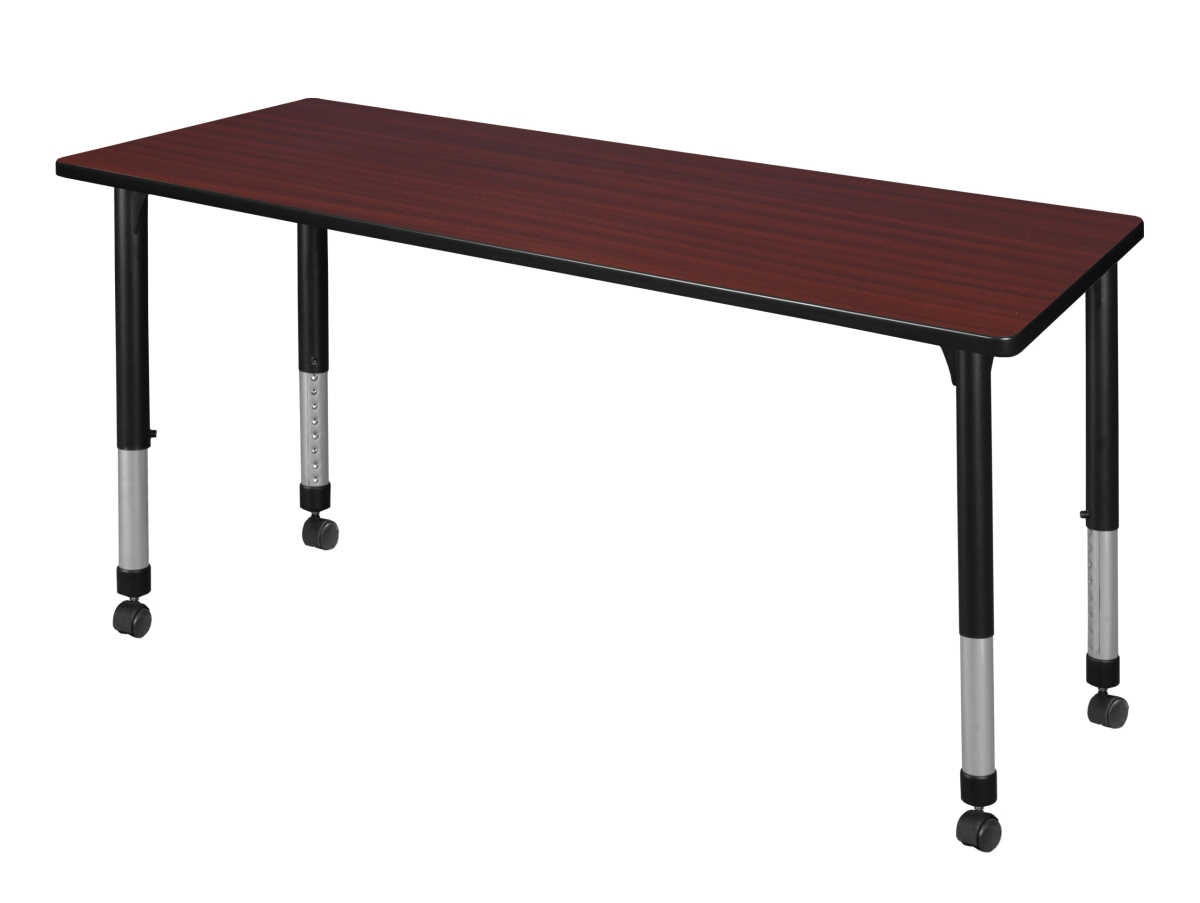 MT7224MHAPCBK 72 x 24 in. Kee Height Adjustable Mobile Classroom Table, Mahogany