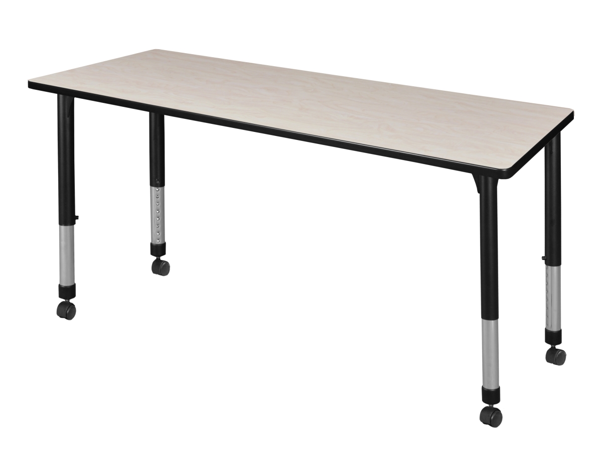 MT7224PLAPCBK 72 x 24 in. Kee Height Adjustable Mobile Classroom Table, Maple