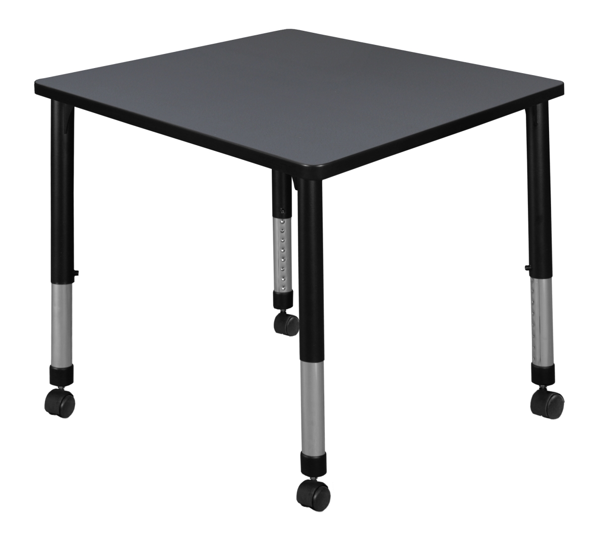 30 in. Kee Square Height Adjustable Mobile Classroom Table, Grey