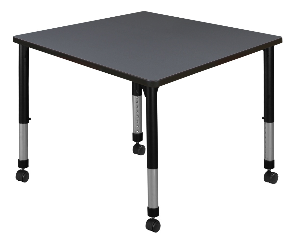 TB3636GYAPCBK 36 in. Kee Square Height Adjustable Mobile Classroom Table, Grey