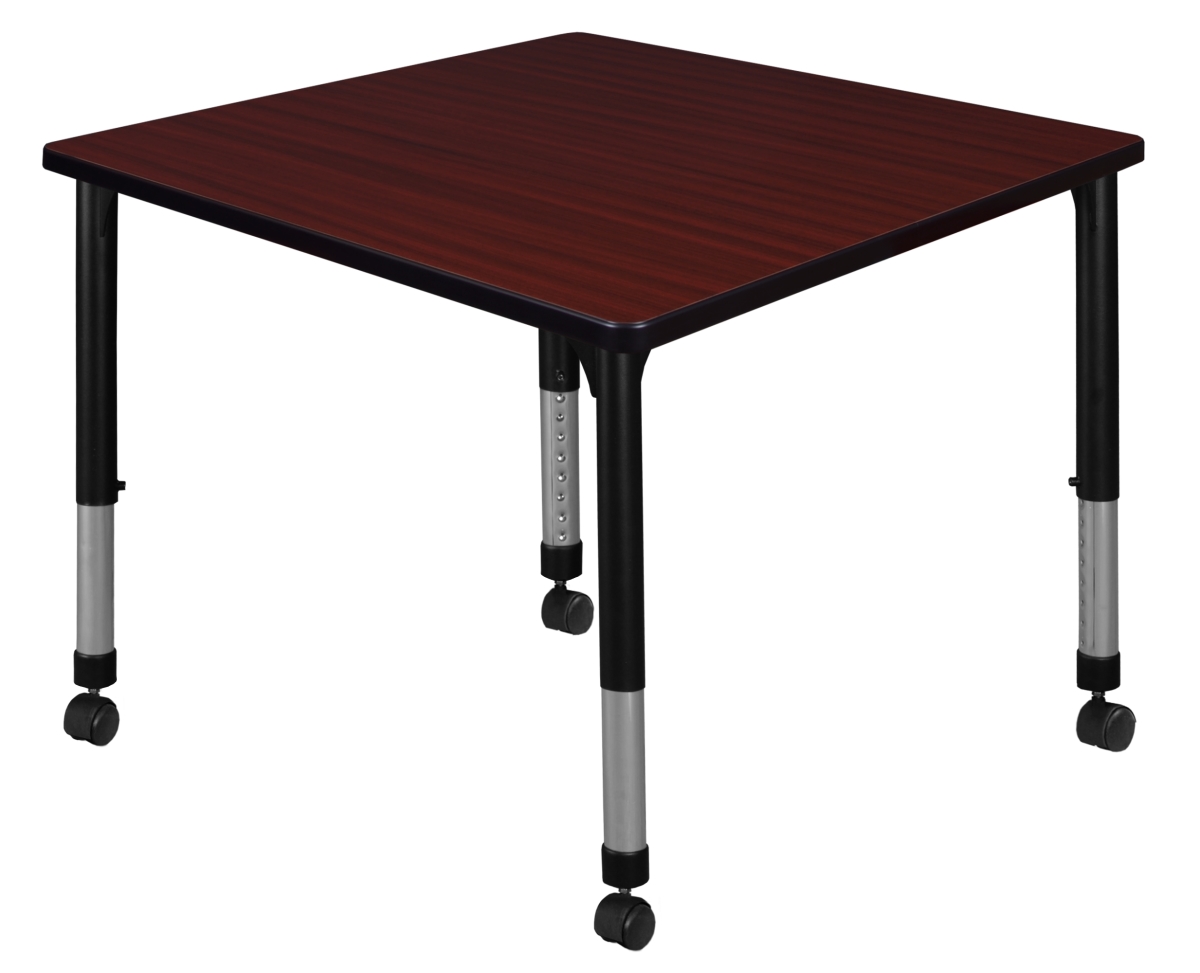 TB3636MHAPCBK 36 in. Kee Square Height Adjustable Mobile Classroom Table, Mahogany