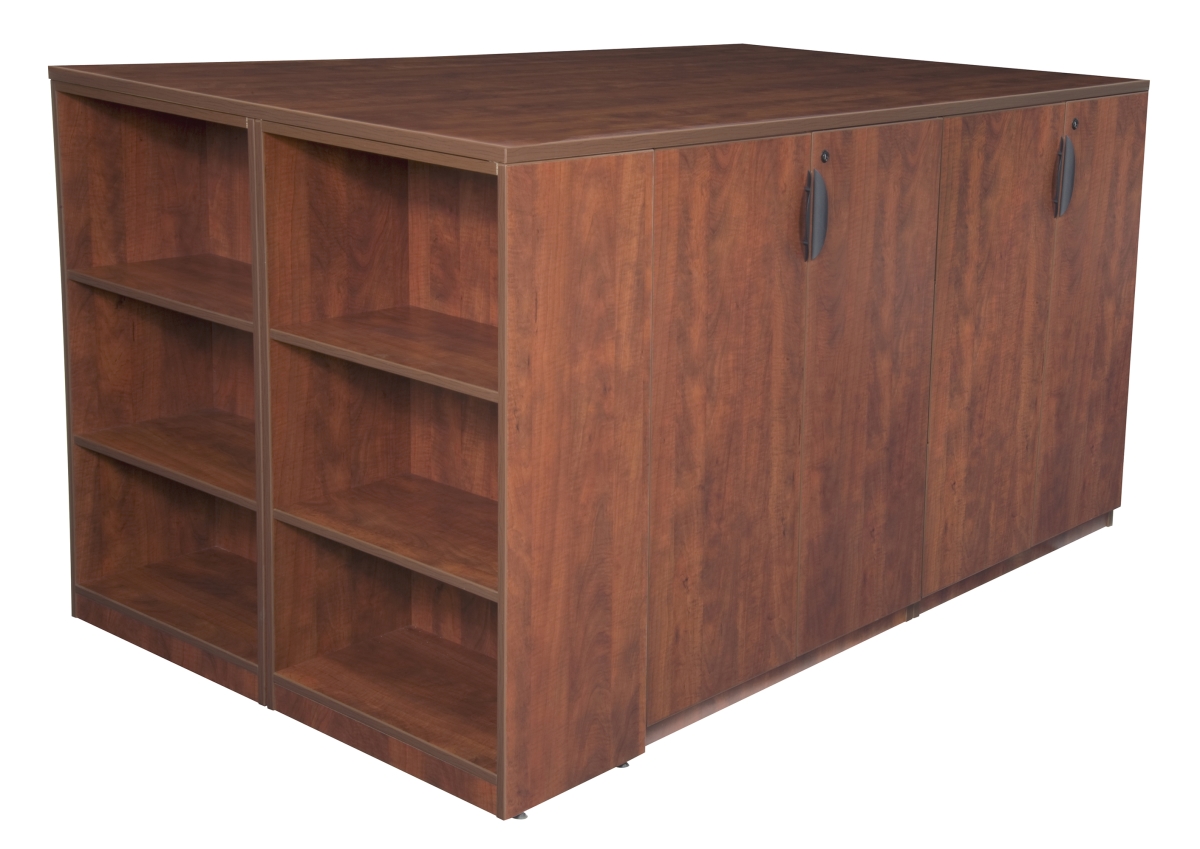 LS2SCLFSD8546CH Legacy Stand Up 2 Storage Cabinet Lateral File & Desk Quad with Bookcase End, Cherry