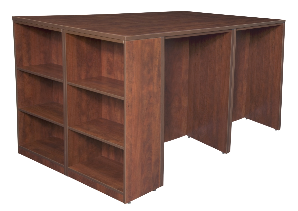 LS2SDSCLF8546CH Legacy Stand Up 2 Desk & Storage Cabinet Lateral File Quad with Bookcase End, Cherry