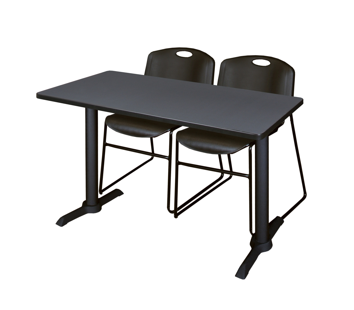 Picture of Regency MTRCT4824GY44BK 48 x 24 in. Cain Training Table&#44; Grey & 2 in. Zeng Stack Chairs - Black