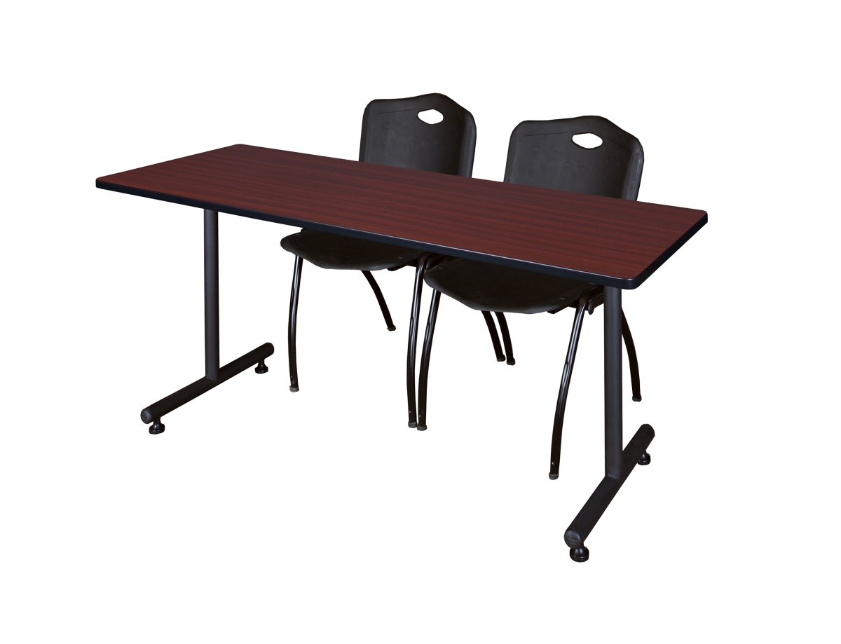 66 x 24 in. Kobe Training Table, Mahogany & 2 in. M Stack Chairs - Black