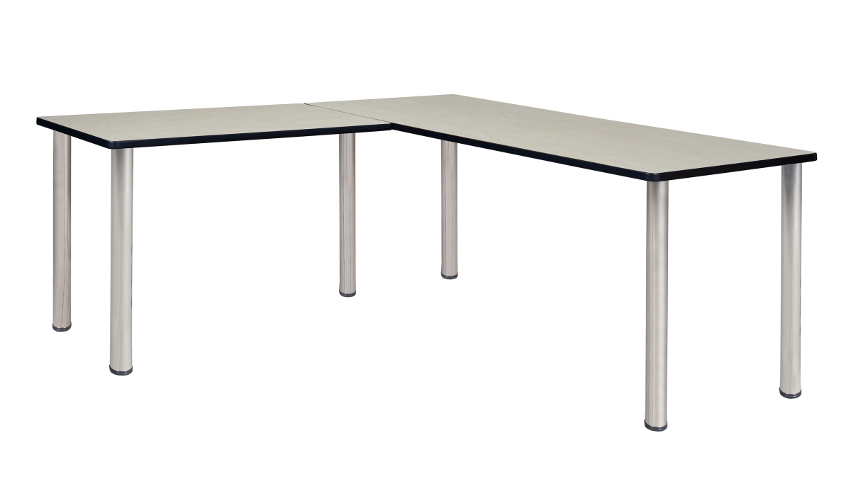 60 in. Kee L-Desk with 42 in. Return, Maple & Chrome