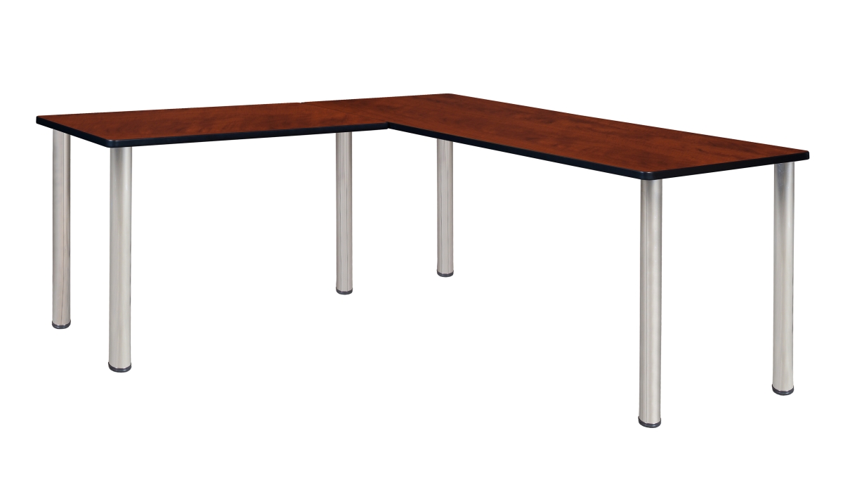 72 in. Kee L-Desk with 42 in. Return, Cherry & Chrome