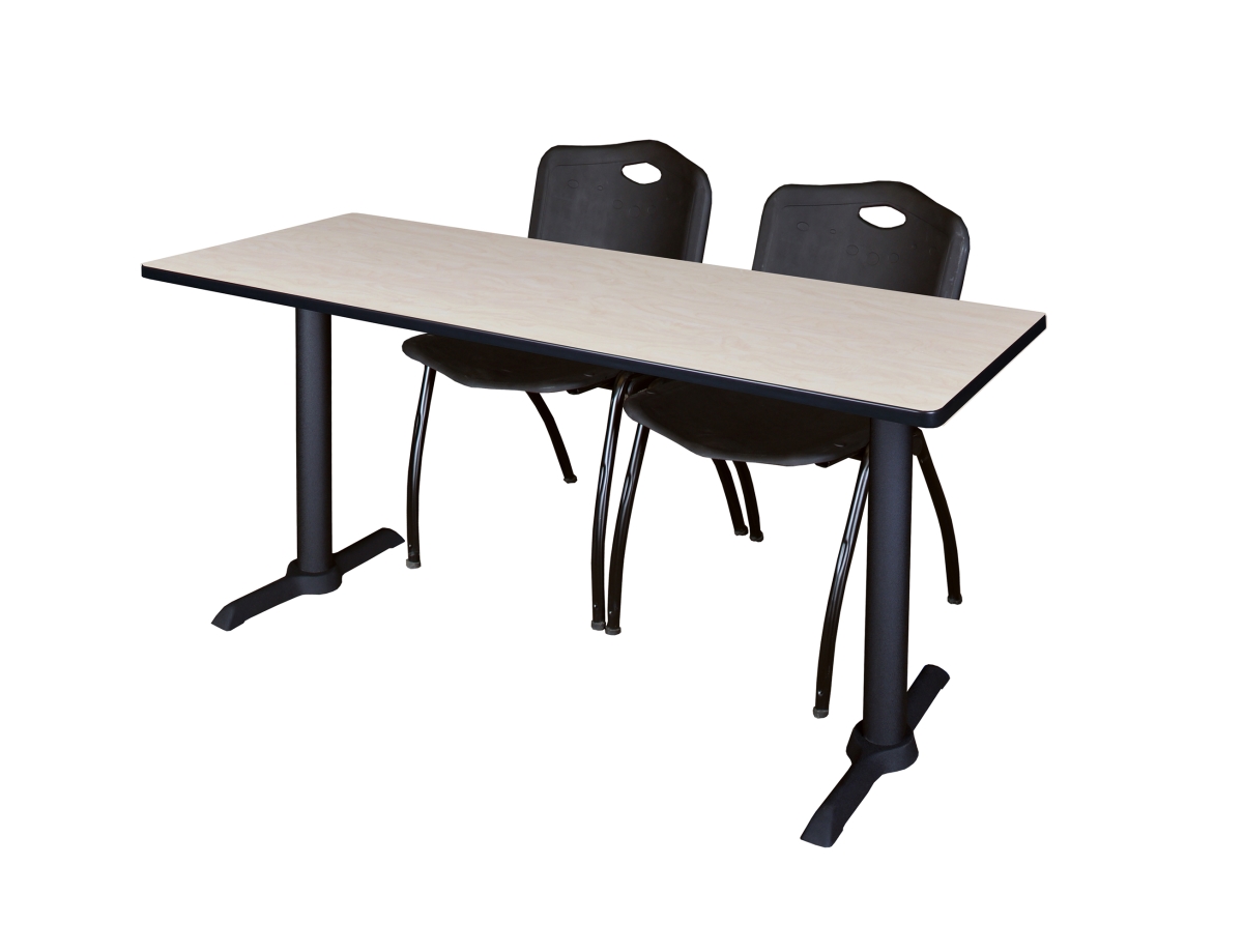 60 x 24 in. Cain Training Table, Maple & 2 in. M Stack Chairs - Black