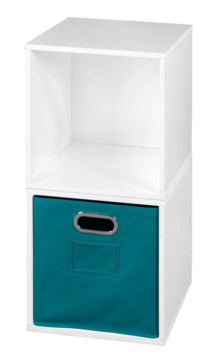Picture of Niche PC2PKWH1TOTETL Cubo Storage Set with 2 Cubes & 1 Canvas Bin&#44; White Wood Grain & Teal