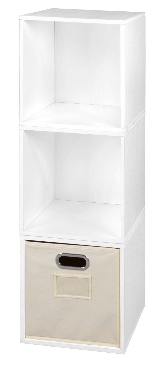 Picture of Niche PC3PKWH1TOTENT Cubo Storage Set with 3 Cubes & 1 Canvas Bin&#44; White Wood Grain & Natural