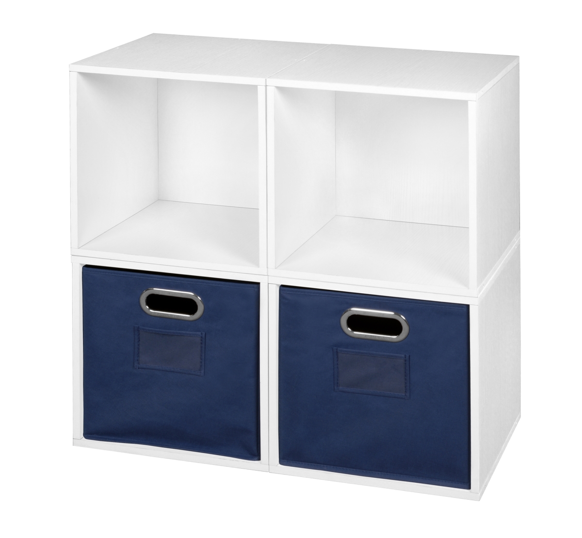 Picture of Niche PC4PKWH2TOTEBE Cubo Storage Set with 4 Cubes & 2 Canvas Bins&#44; White Wood Grain & Blue