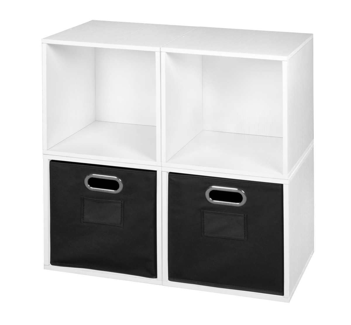 Picture of Niche PC4PKWH2TOTEBK Cubo Storage Set with 4 Cubes & 2 Canvas Bins&#44; White Wood Grain & Black