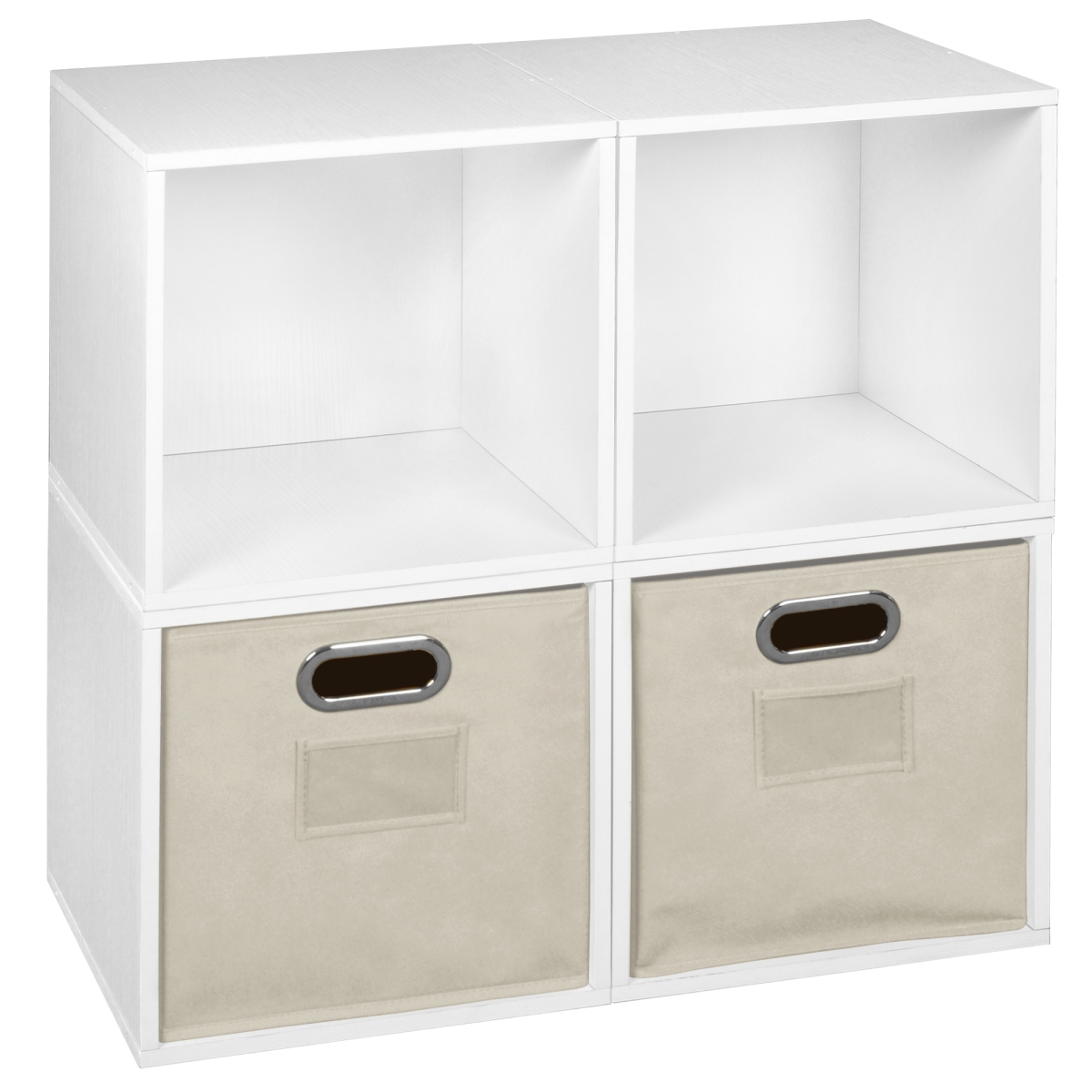 Picture of Niche PC4PKWH2TOTENT Cubo Storage Set with 4 Cubes & 2 Canvas Bins&#44; White Wood Grain & Natural