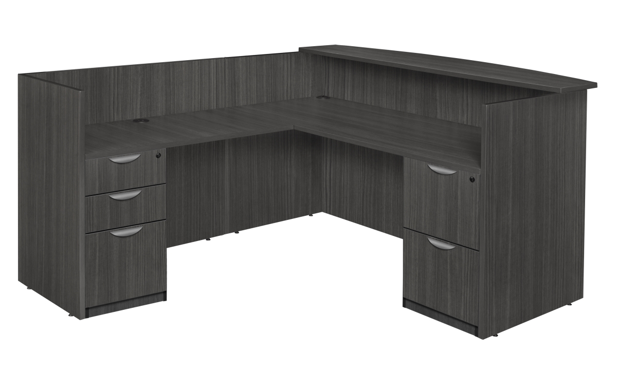 LRDRT2FPAG Legacy Double Full Pedestal Reception Desk, Ash Grey