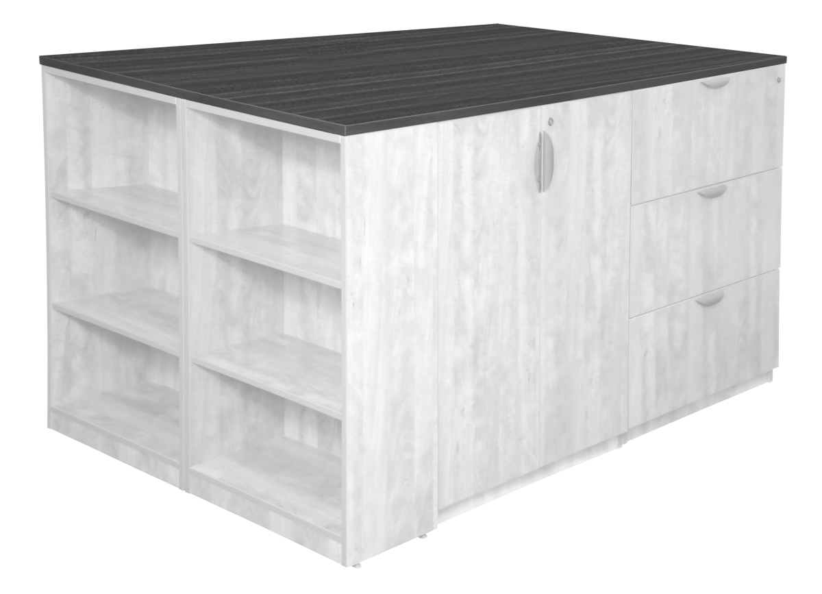 Legacy Stand Up Quad with Bookcase End Top, Ash Grey