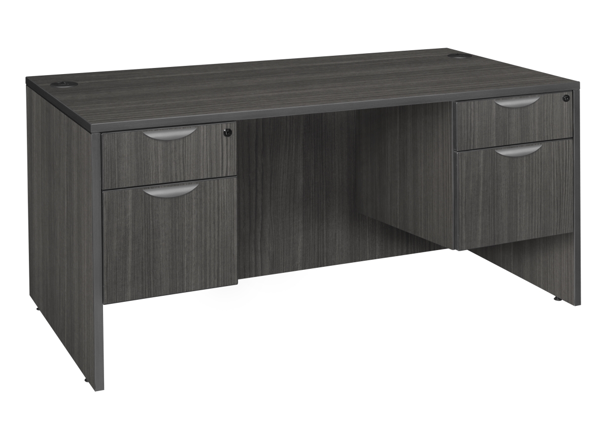 66 in. Legacy Double Pedestal Desk, Ash Grey