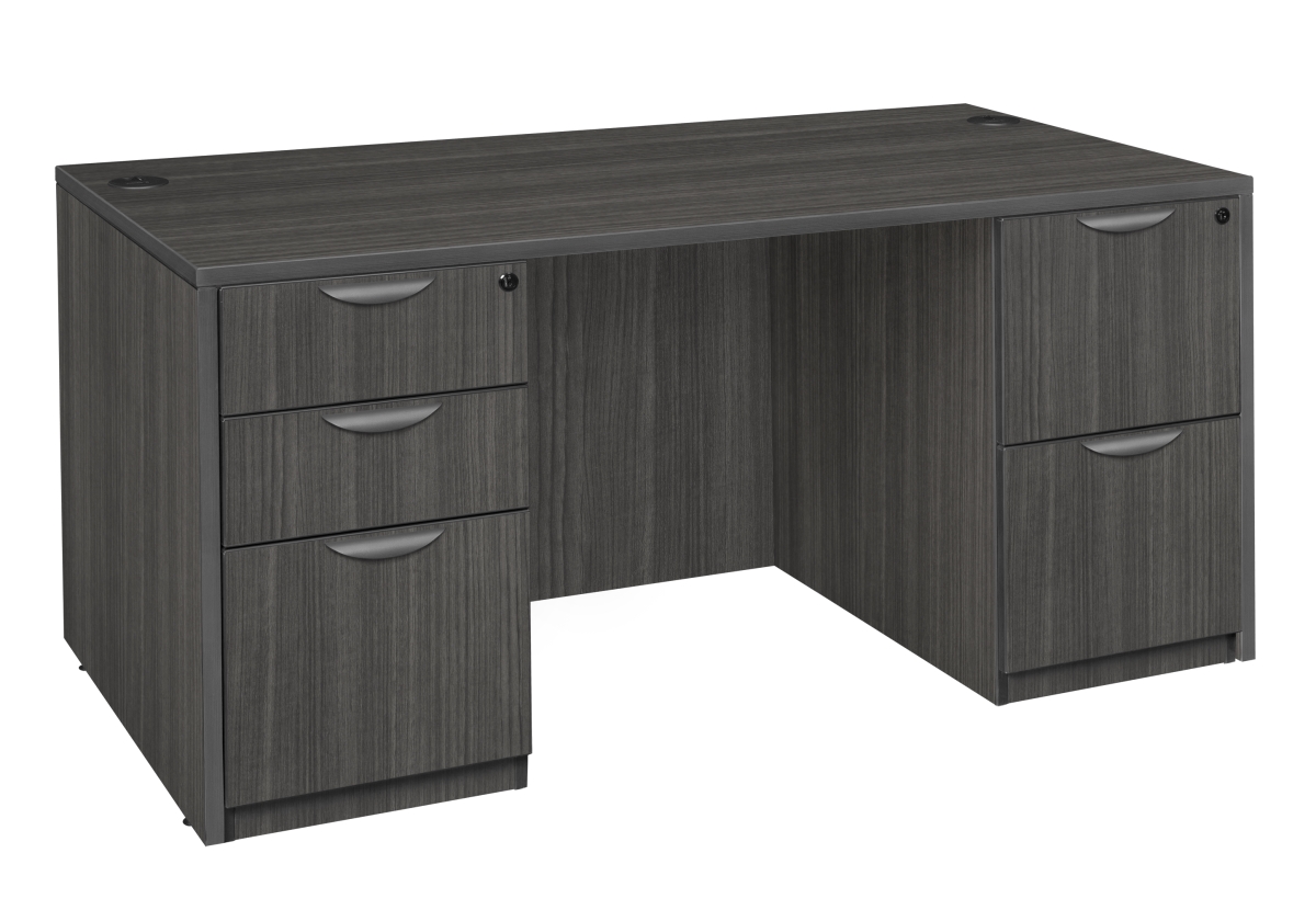 66 in. Legacy Double Full Pedestal Desk, Ash Grey