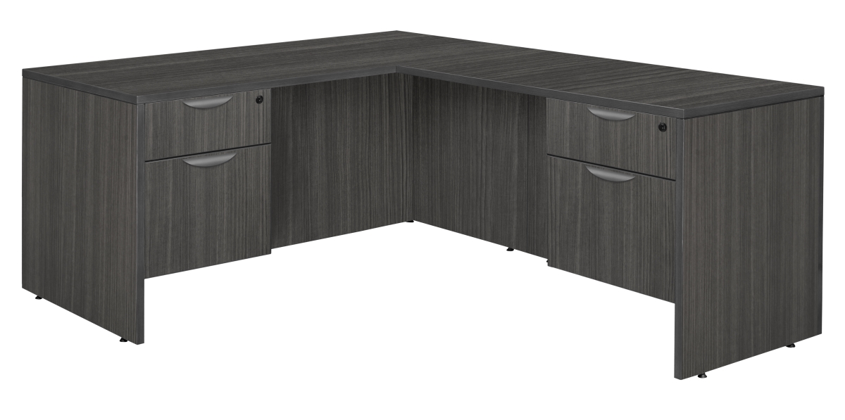 60 in. Legacy Double Pedestal L-Desk with 47 in. Return, Ash Grey