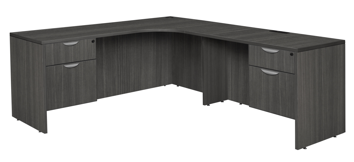 Picture of Regency LLDCR712447AG 71 in. Legacy Double Pedestal Right Corner Credenza, Ash Grey