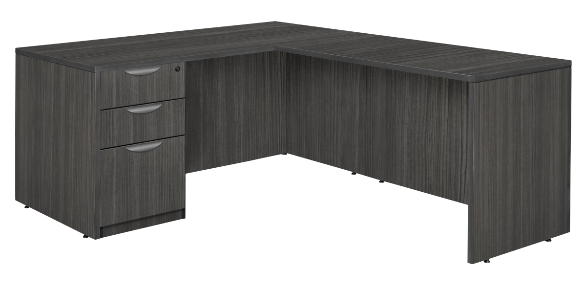 Legacy 66 in. Single Full Pedestal L-Desk with 47 in. Return, Ash Grey